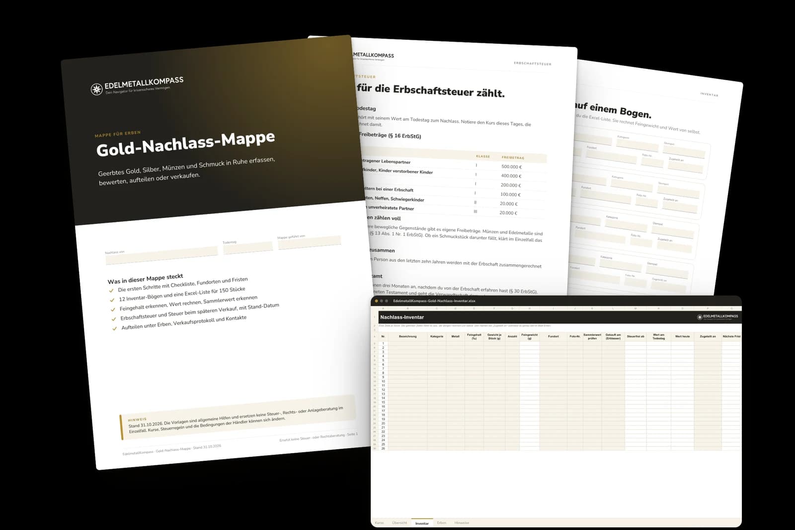 Seiten aus Gold-Nachlass-Mappe